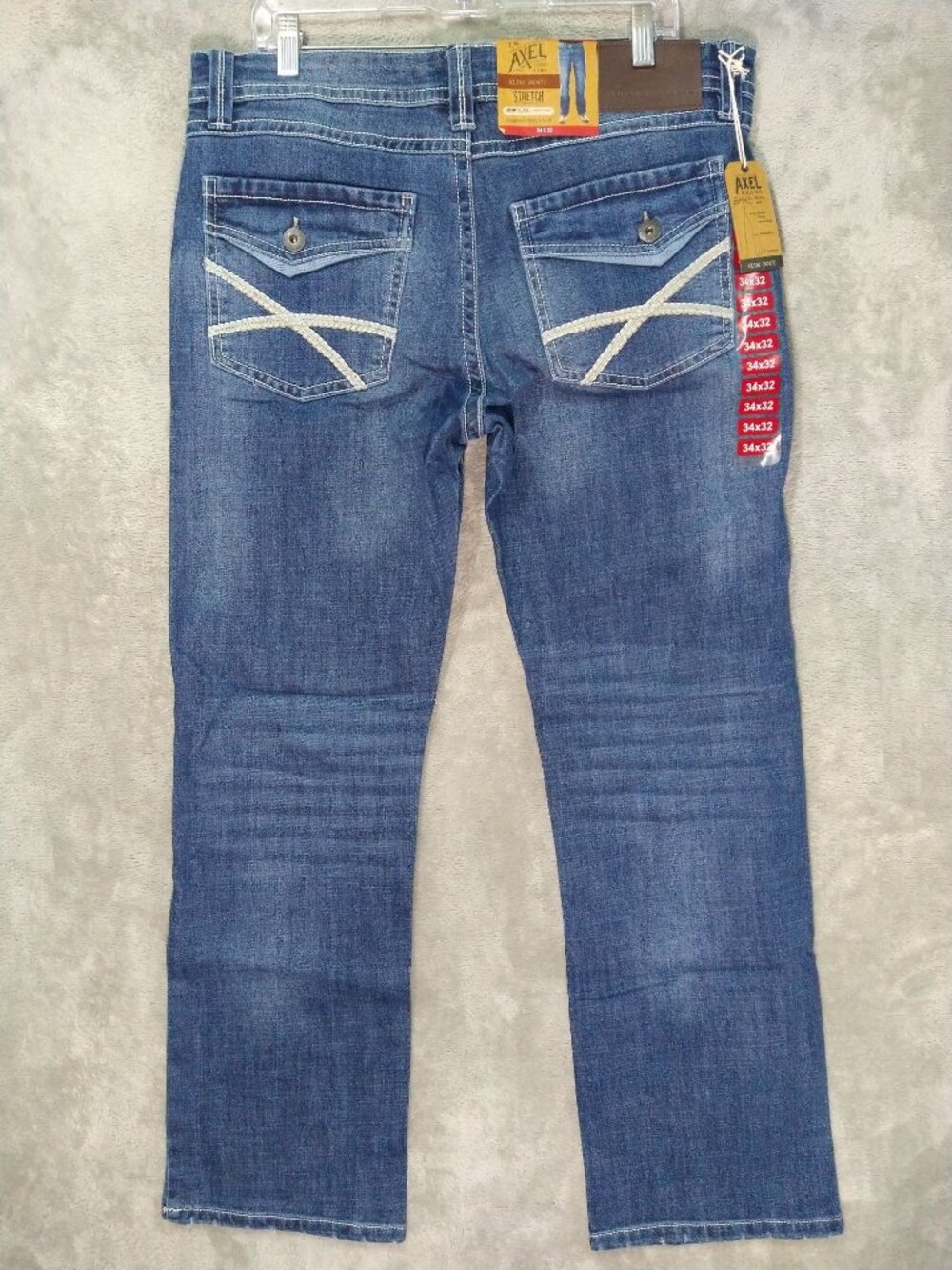 TK Axel Jeans Mens 34x32 Blue Denim Slim Boot Cut Stretch Medium Wash NWT